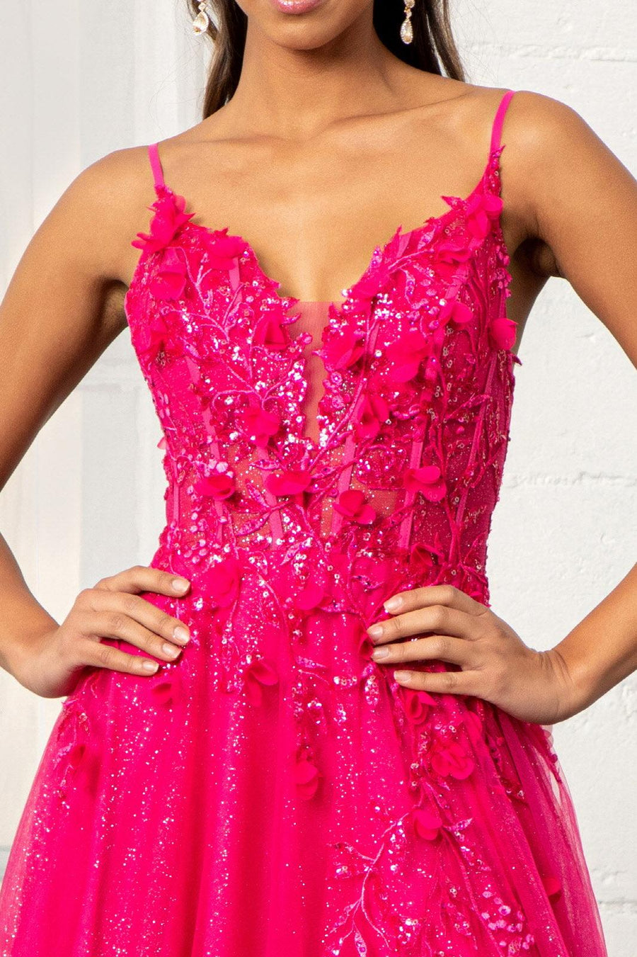 Prom Long Spaghetti Strap Mesh Formal Dress - The Dress Outlet