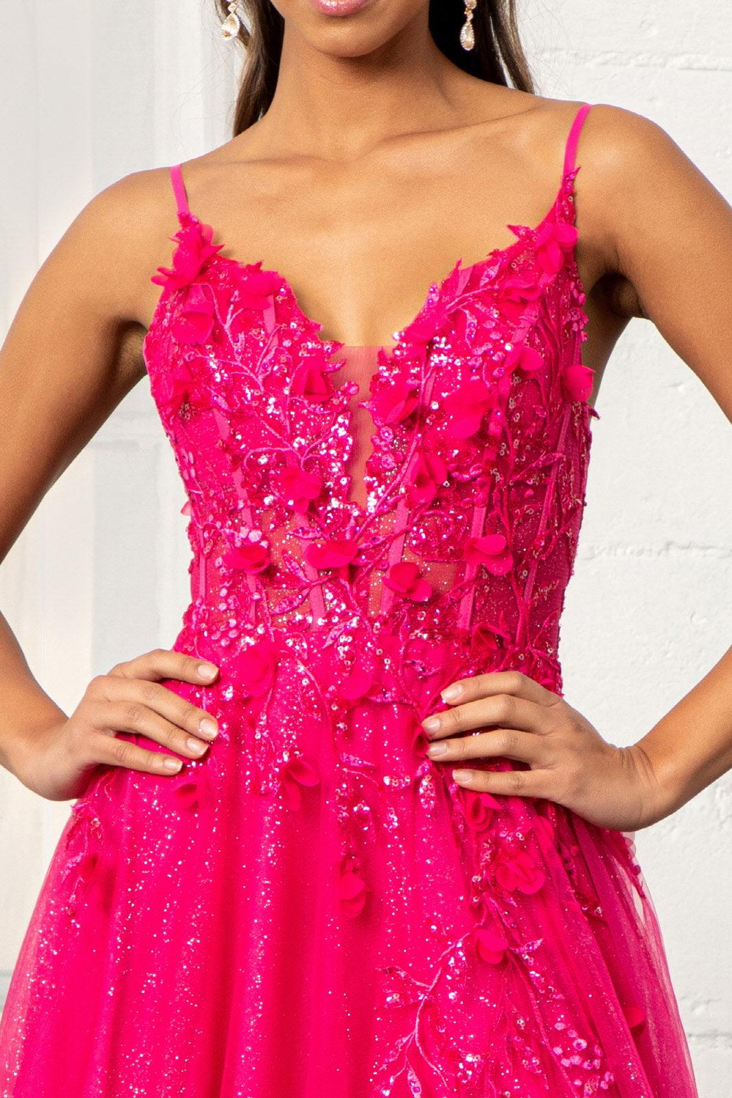 Prom Long Spaghetti Strap Mesh Formal Dress - The Dress Outlet