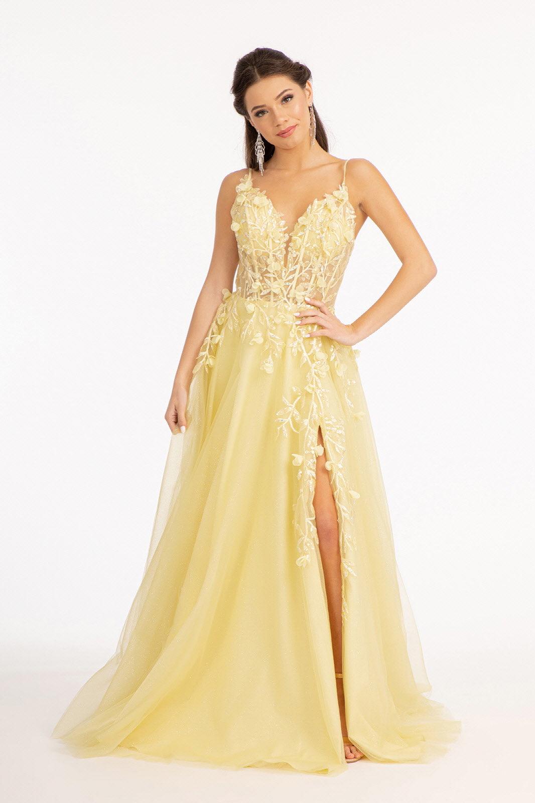 Prom Long Spaghetti Strap Mesh Formal Dress - The Dress Outlet