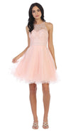Prom Short Halter Homecoming Cocktail Dress - The Dress Outlet