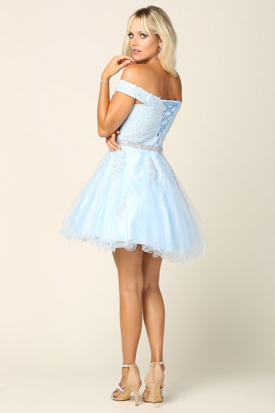 Prom Short Off Shoulder Lace Cocktail Party Dress - The Dress Outlet
