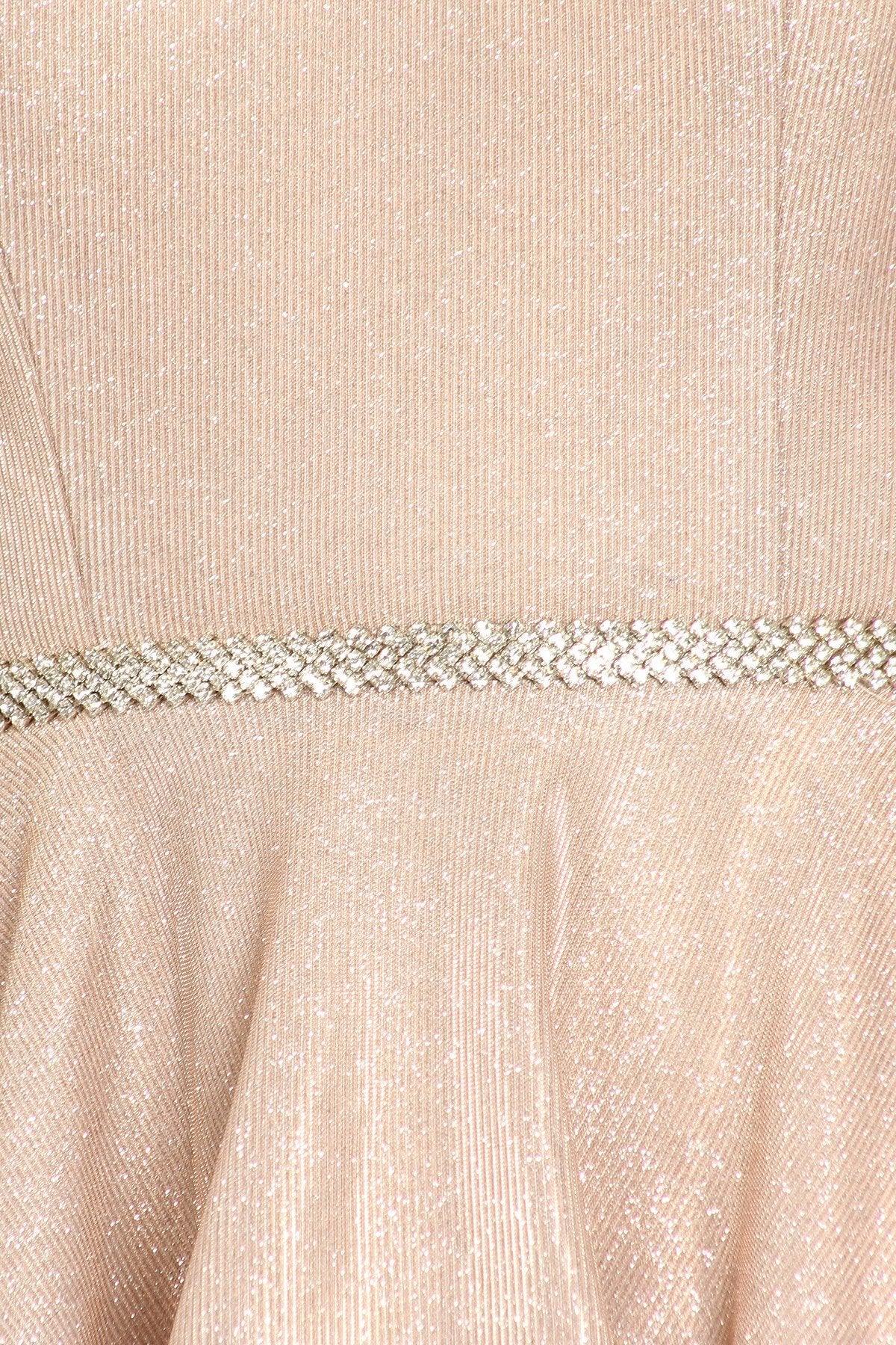 Prom Short Sleeveless Metallic Glitter Dress - The Dress Outlet