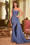 Prom Dresses Long Fitted Formal Evening Gown Smoky Blue