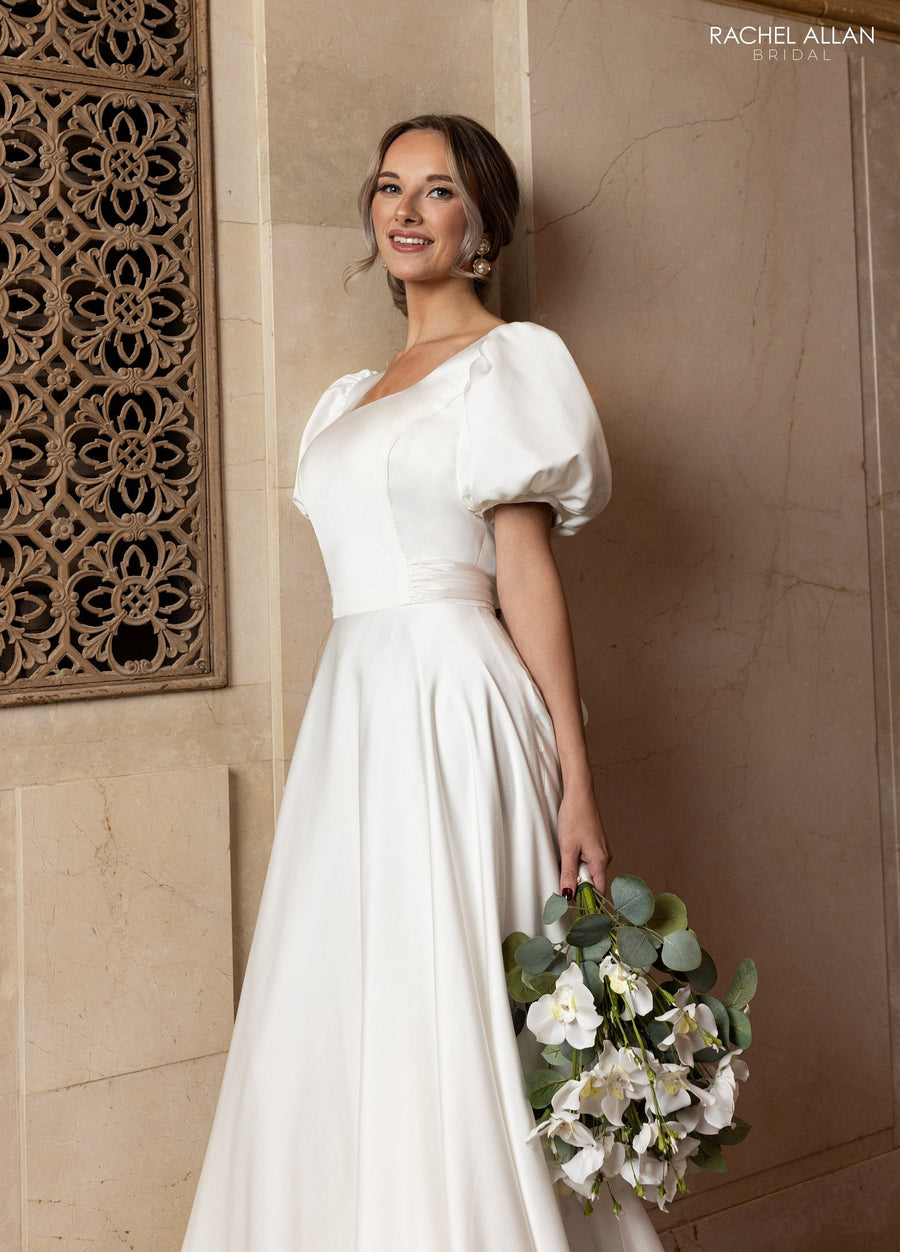 Wedding Dresses Long Puff Sleeve Wedding Dress Ivory