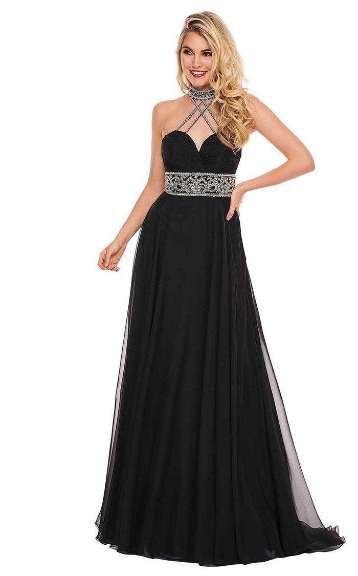 Rachel Allan Long Halter Prom Chiffon Dress 6421 - The Dress Outlet