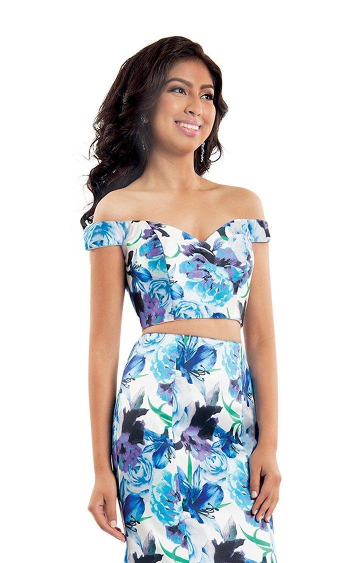 Rachel Allan Long Two Piece Prom Floral Dress 6127 - The Dress Outlet
