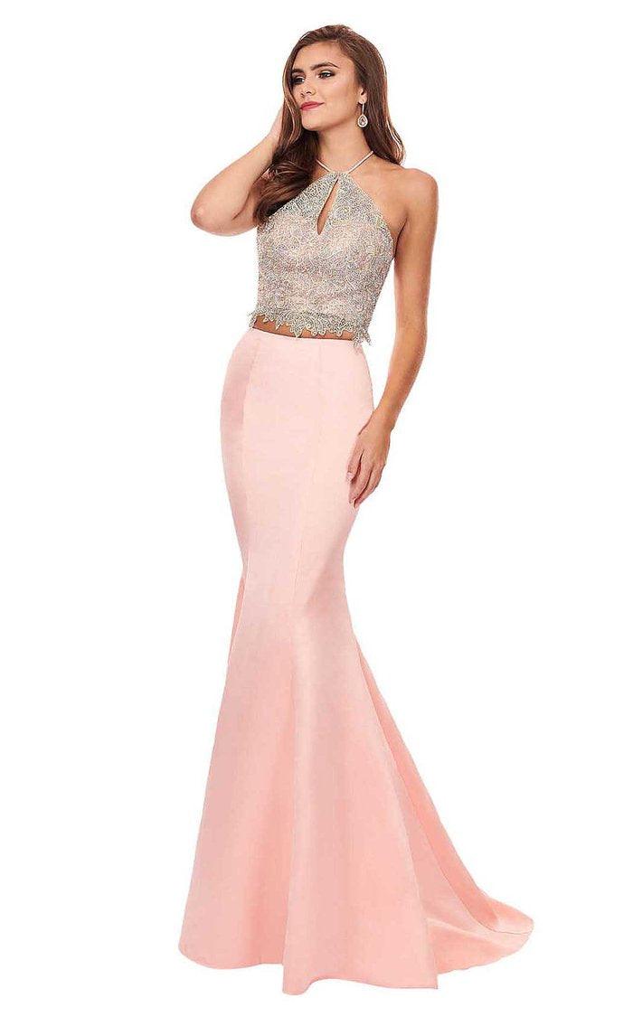 Rachel Allan Long Two Piece Prom Halter Dress 6478 - The Dress Outlet