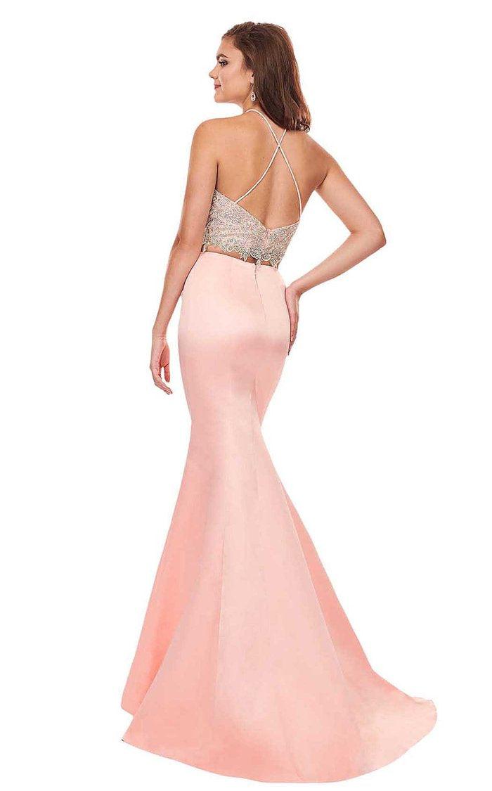 Rachel Allan Long Two Piece Prom Halter Dress 6478 - The Dress Outlet