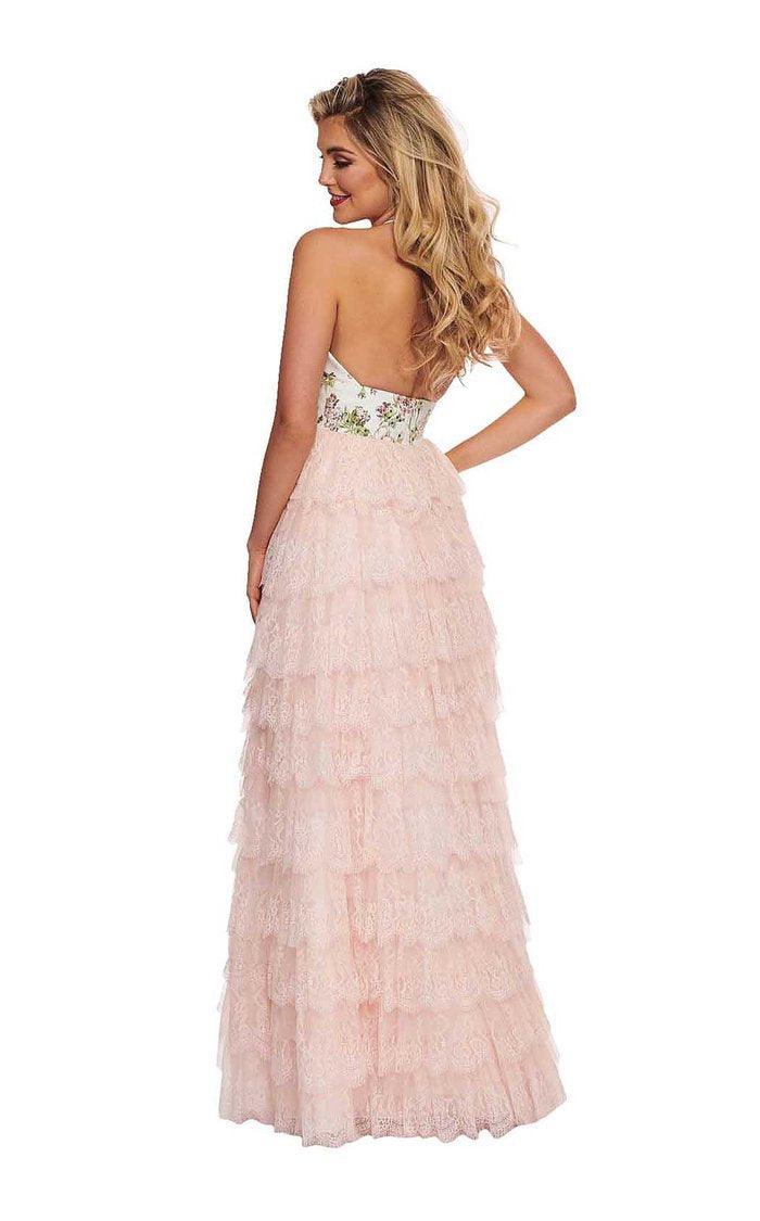 Rachel Allan Prom Long Floral Halter Dress 6555CL - The Dress Outlet
