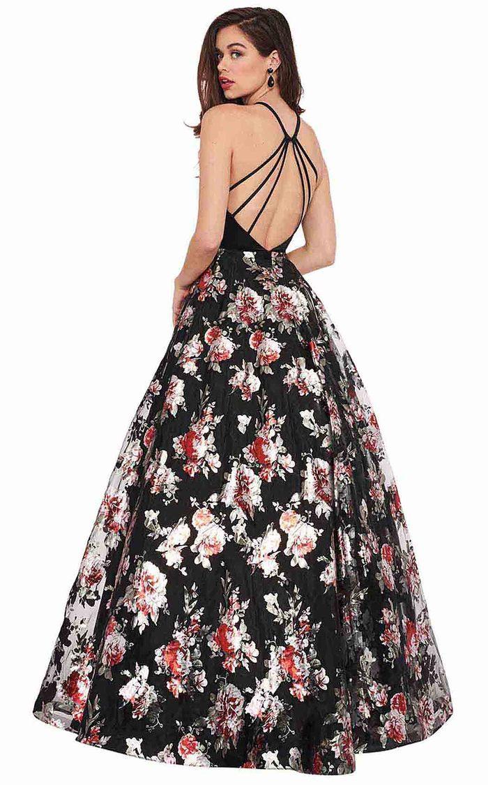 Rachel Allan Prom Long Halter Floral Ball Gown 6581 - The Dress Outlet
