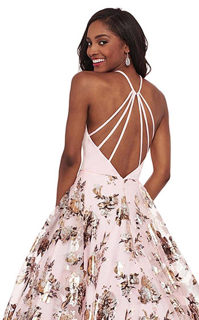 Rachel Allan Prom Long Halter Floral Ball Gown 6581 - The Dress Outlet