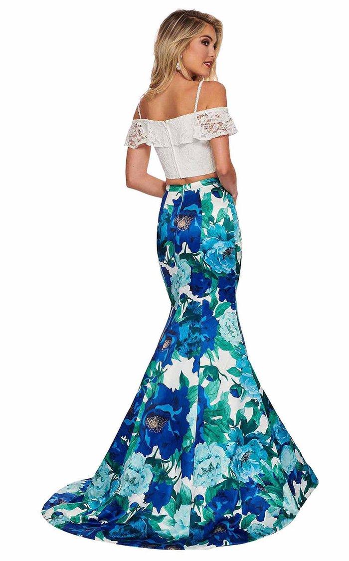 Rachel Allan Prom Long Two Piece Floral Dress 6449 - The Dress Outlet