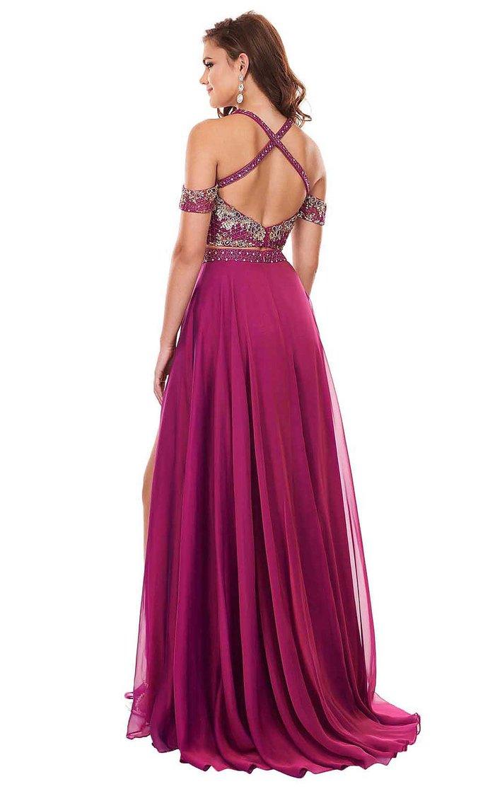 Rachel Allan Prom Off Shoulder Long Dress 6411 - The Dress Outlet