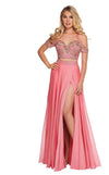 Rachel Allan Prom Off Shoulder Long Dress 6411 - The Dress Outlet