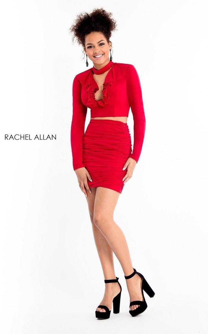 Rachel Allan Short Formal Long Sleeve Dress L1200 - The Dress Outlet