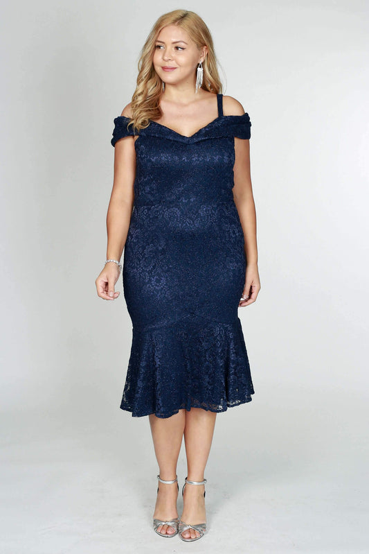 R&M Richards Short Formal Lace Dress Navy - The Dress Outlet R&M Richards
