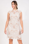 R&M Richards Short Cocktail Lace Formal Dress Ivory - The Dress Outlet R&M Richards