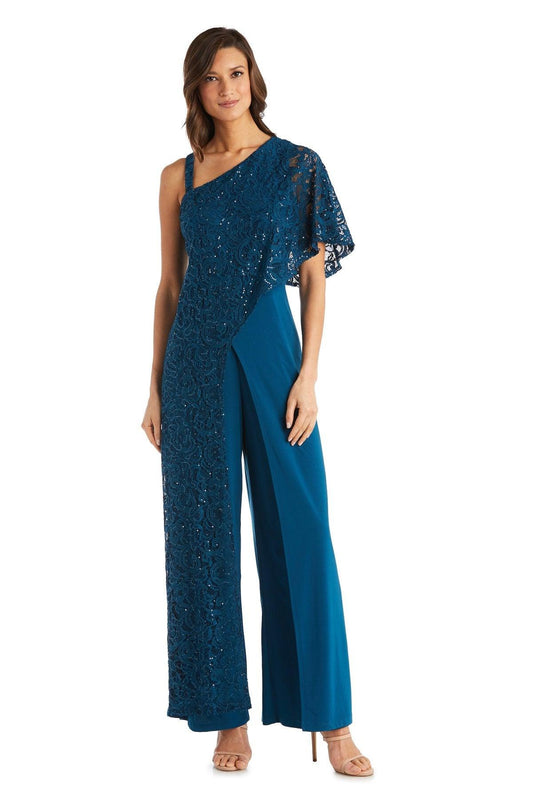 R&M Richards Asymmetric Evening Jumpsuit 3556 - The Dress Outlet