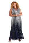 R&M Richards Plus Size Long Beaded Dress 7156W - The Dress Outlet