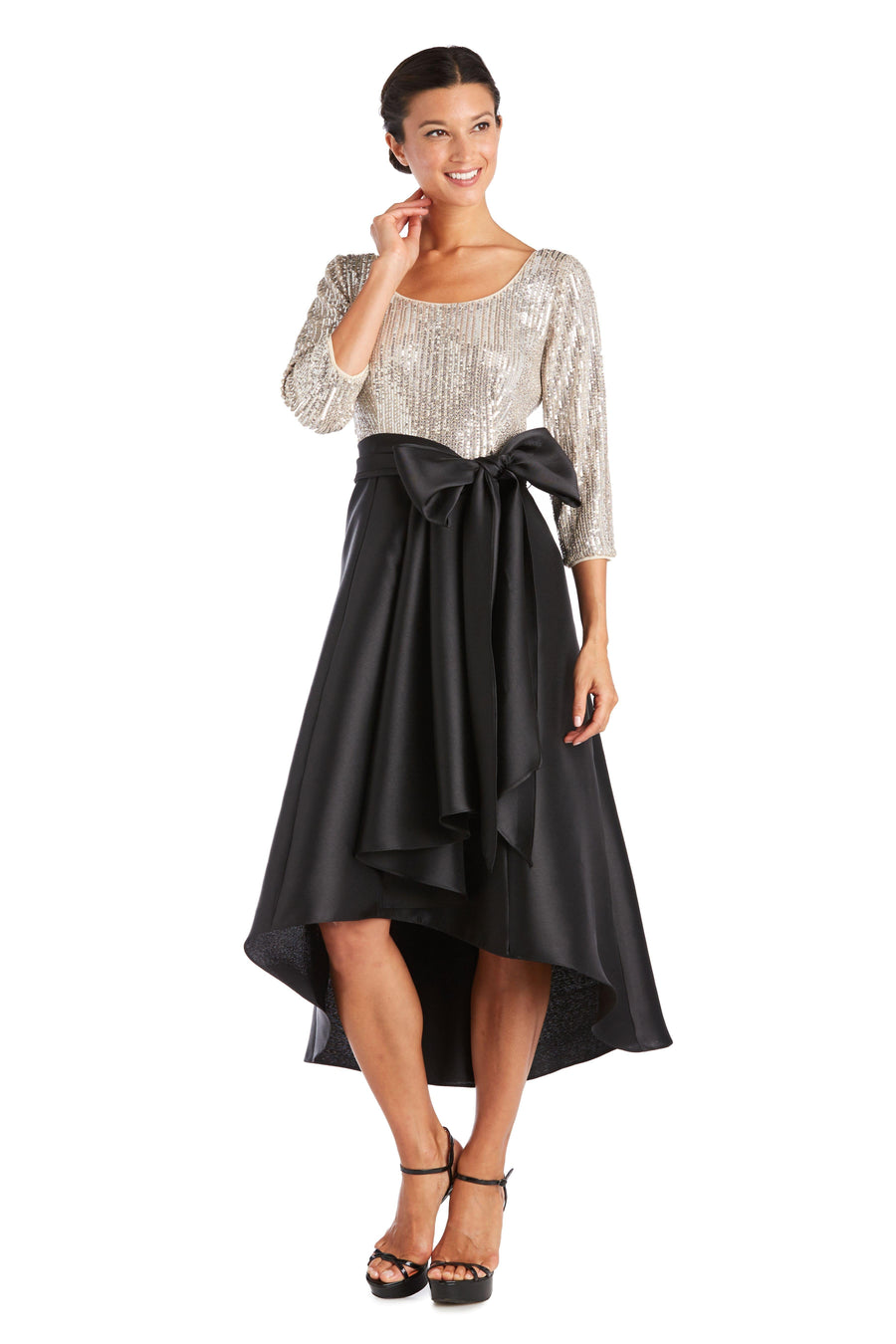 R&M Richards Sequin High Low Dress 7411 - The Dress Outlet
