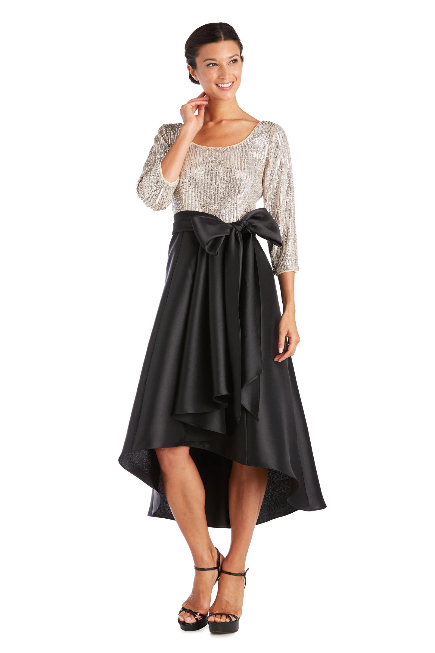 R&M Richards Sequin High Low Dress 7411 - The Dress Outlet