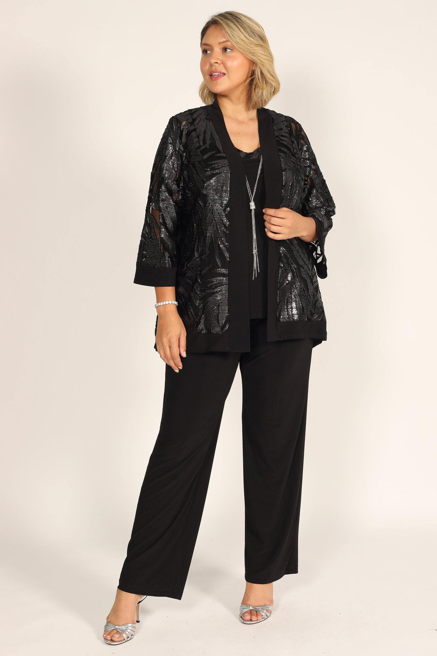 R&M Richards Three-Piece Mesh Pant Suit 7547 - The Dress Outlet