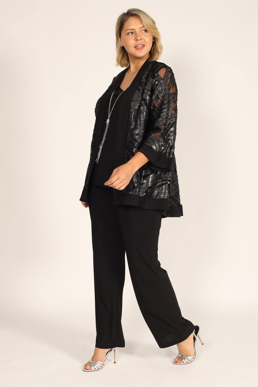 R&M Richards Three-Piece Mesh Pant Suit 7547 - The Dress Outlet