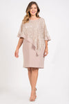 R&M Richards Short Plus Size Mother of the Bride Dress Champagne