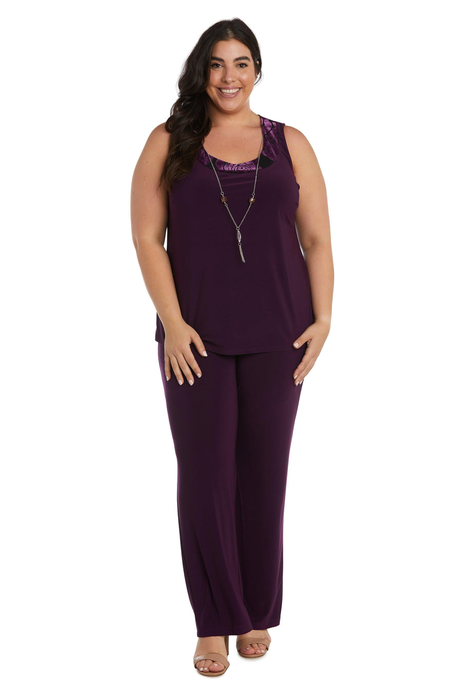 R&M Richards Formal Plus Size Black Pant suit Plum
