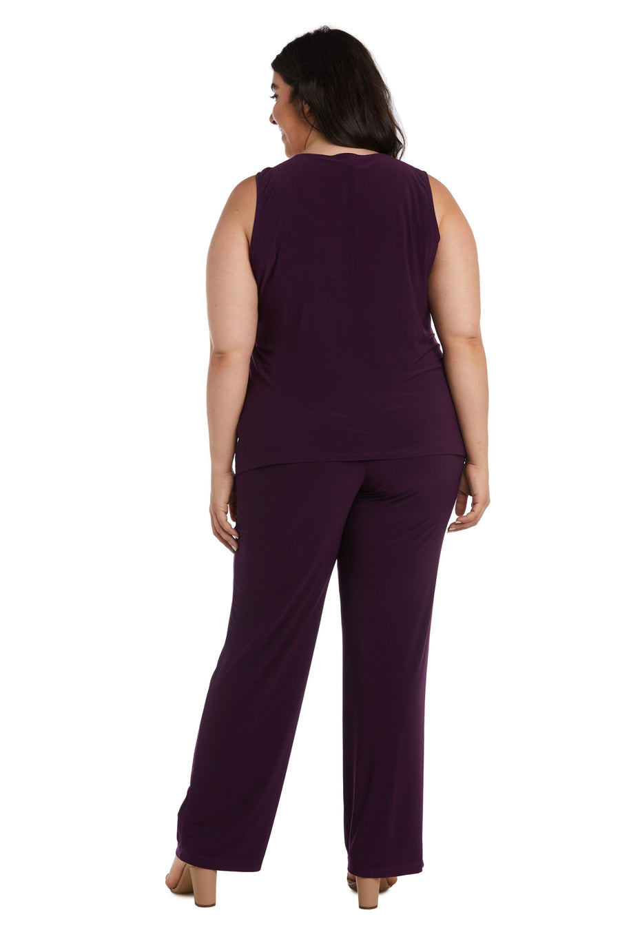 R&M Richards Formal Plus Size Black Pant suit Plum
