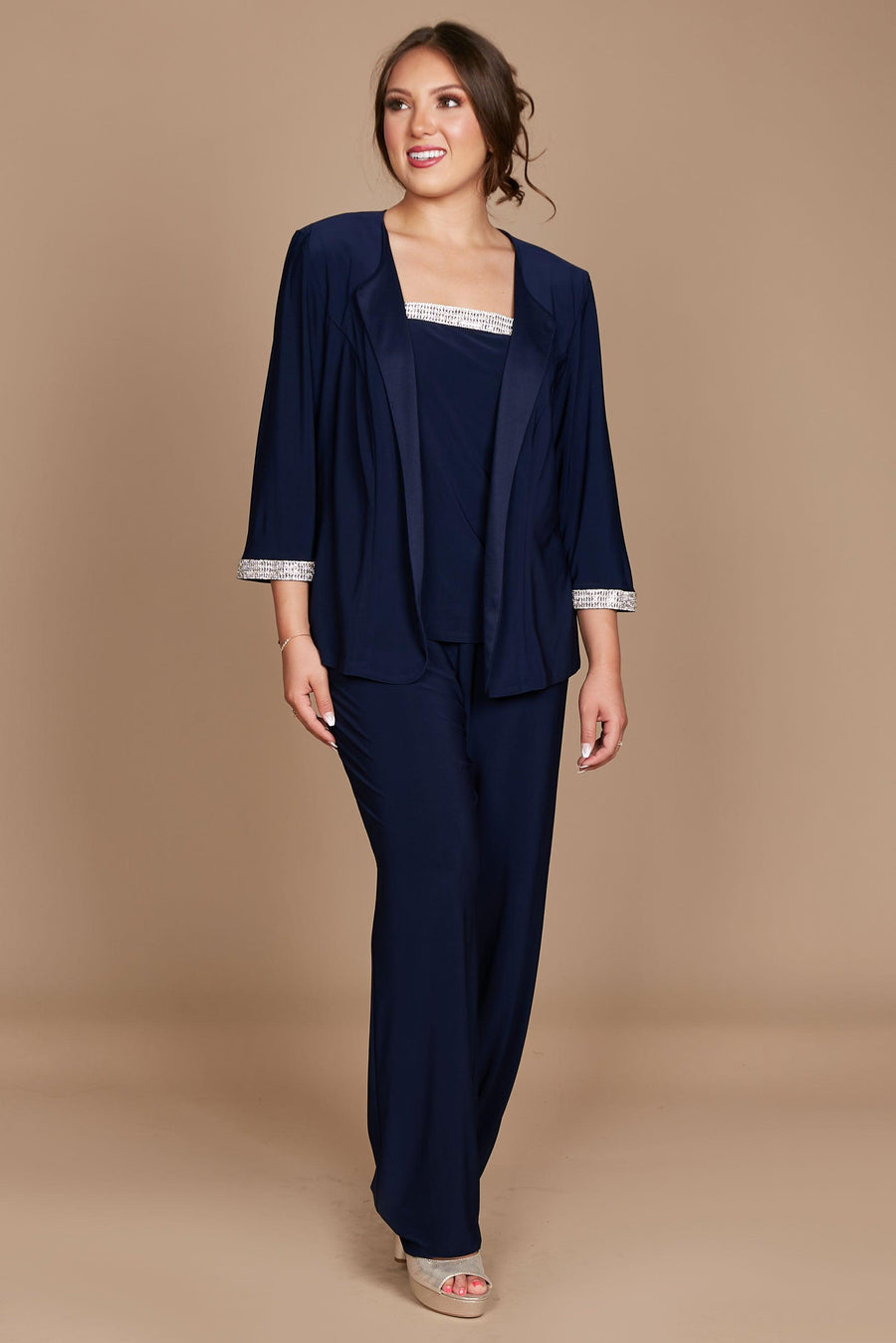 R&M Richards Formal Plus Size Pansuit Navy
