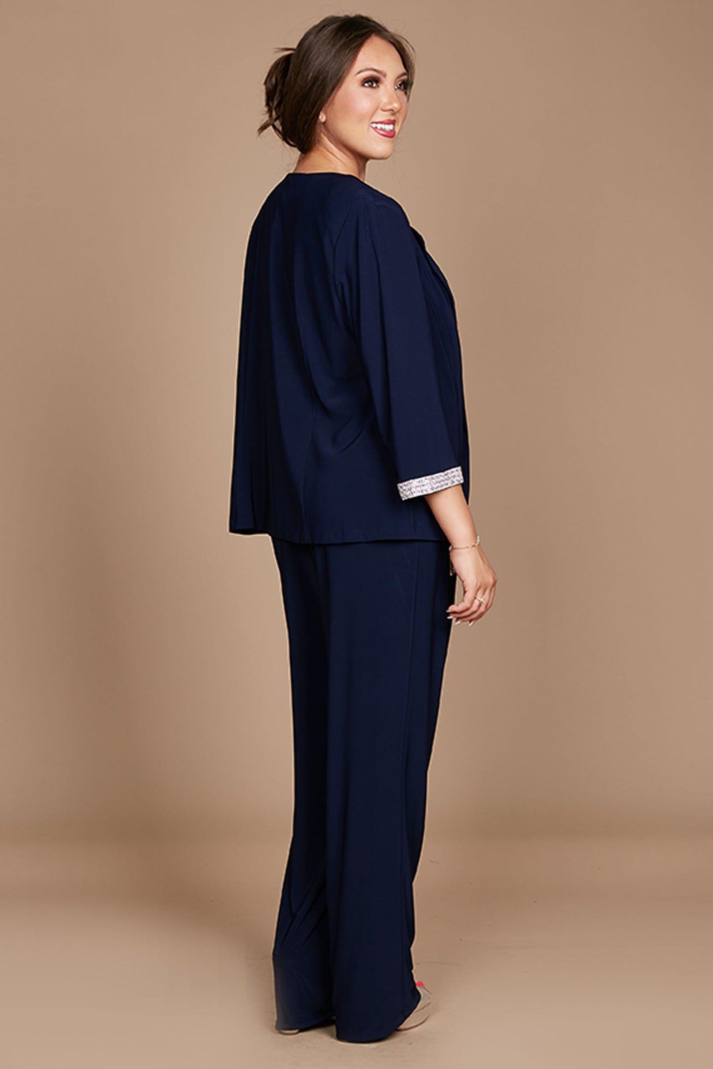 R&M Richards Formal Plus Size Pansuit Navy