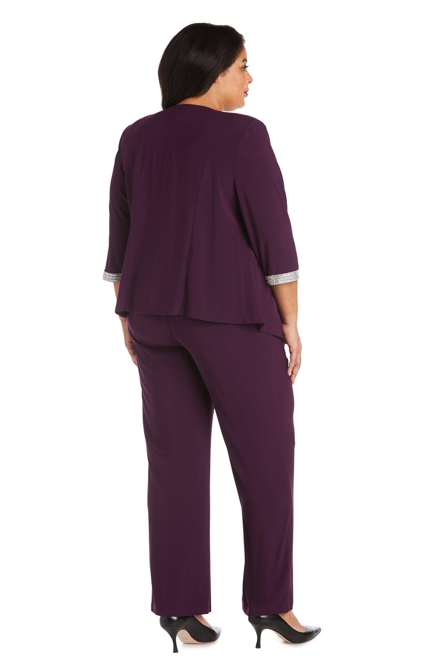 R&M Richards Formal Plus Size Pansuit Plum