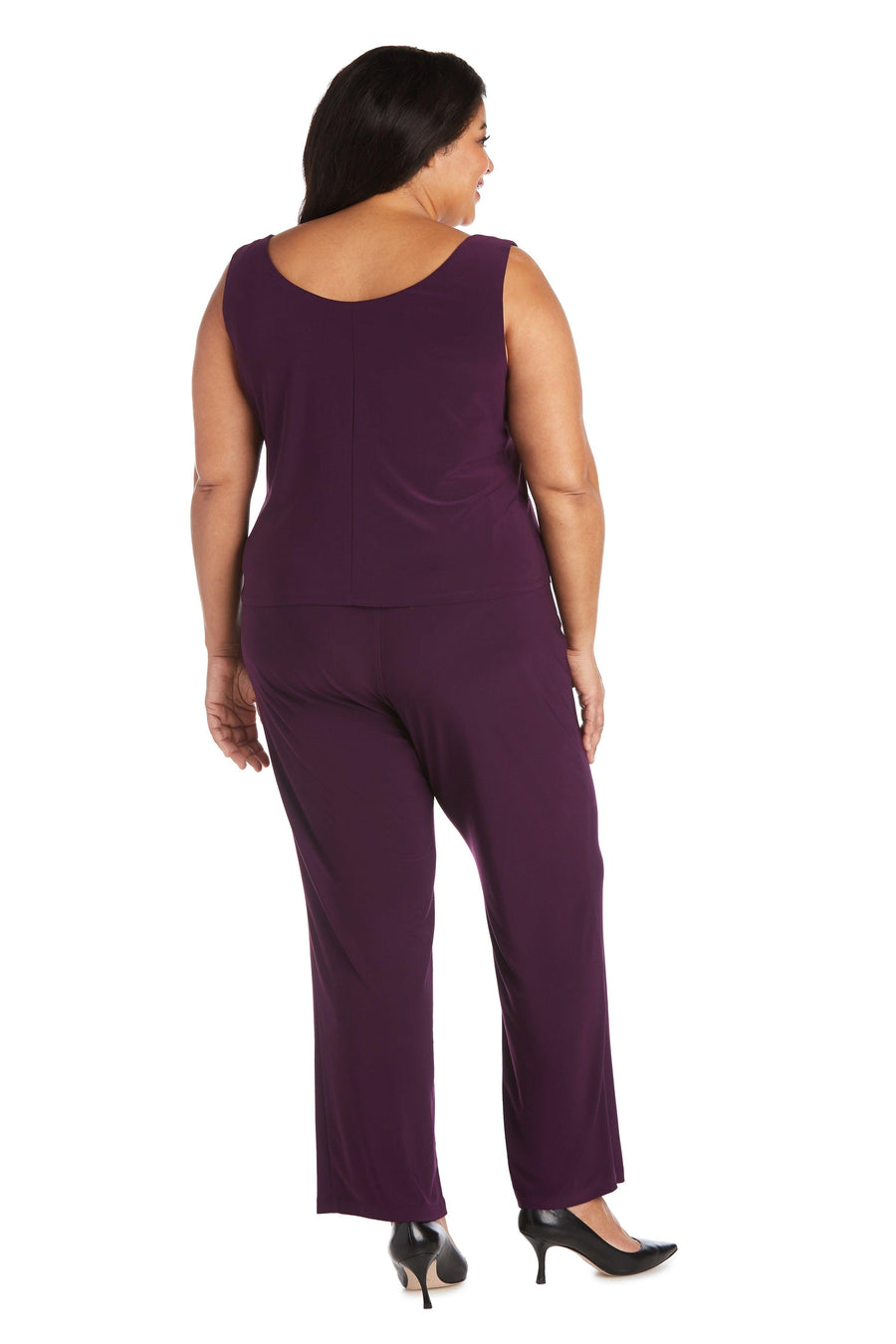 R&M Richards Formal Plus Size Pansuit Plum