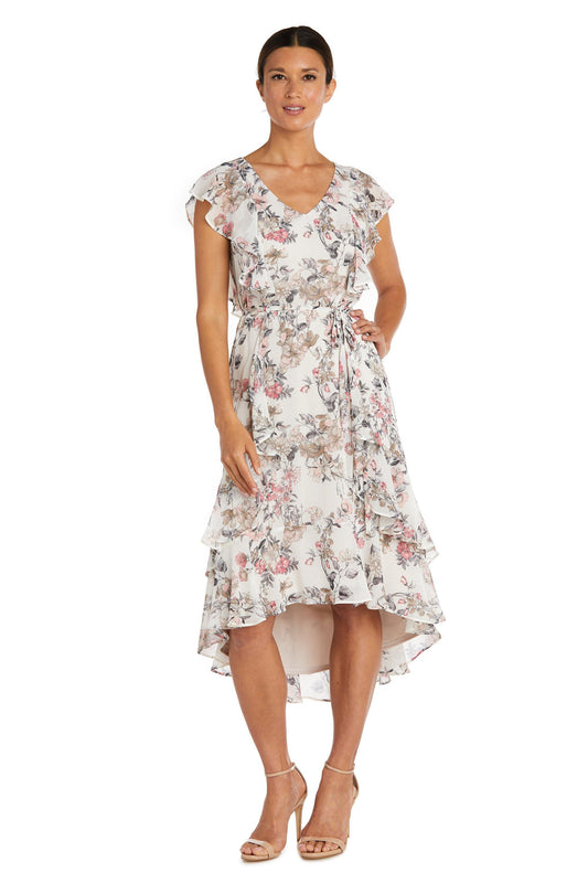 R&M Richards High Low Floral Chiffon Dress 7840 - The Dress Outlet