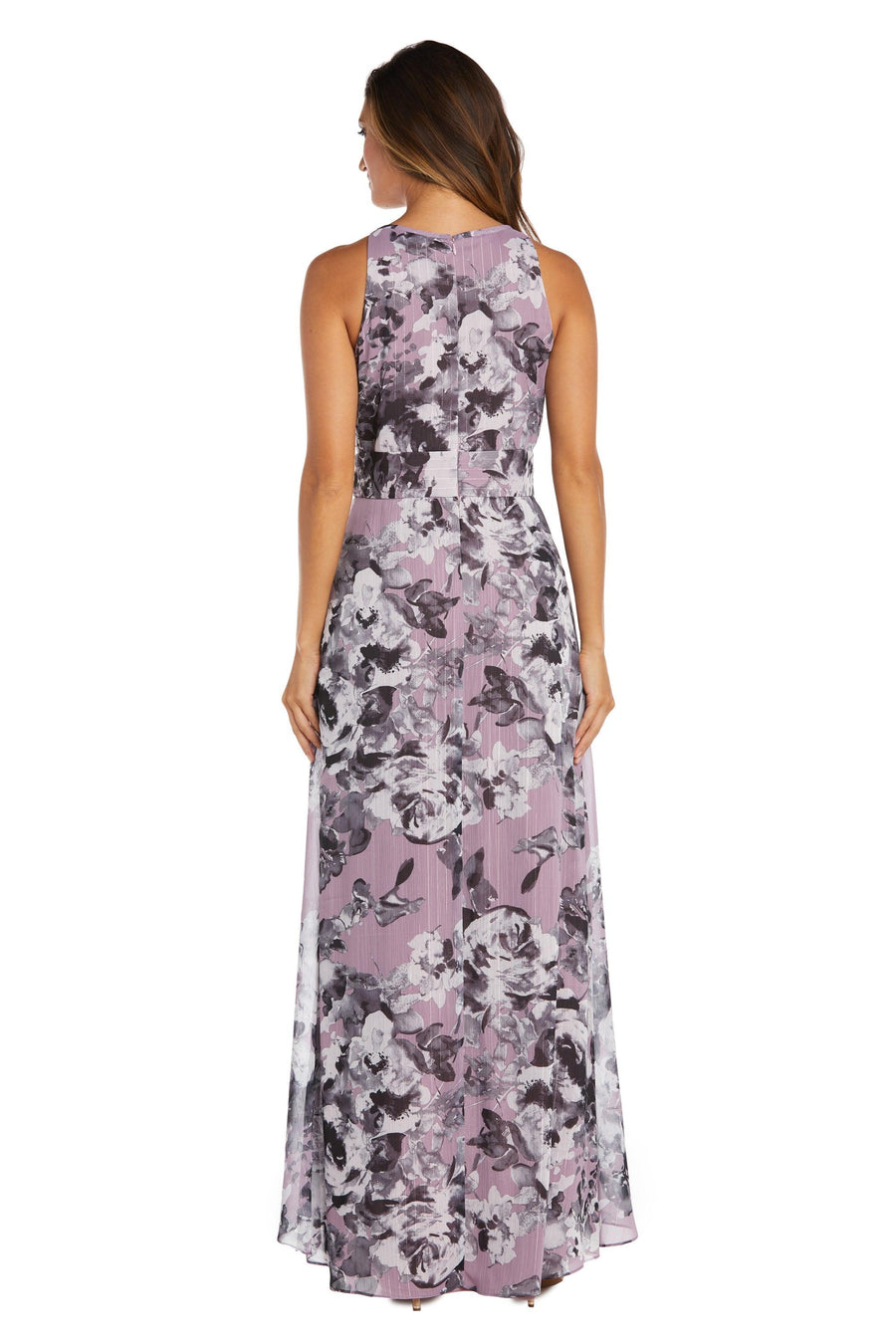R&M Richards High Low Floral Halter Dress 9392 - The Dress Outlet