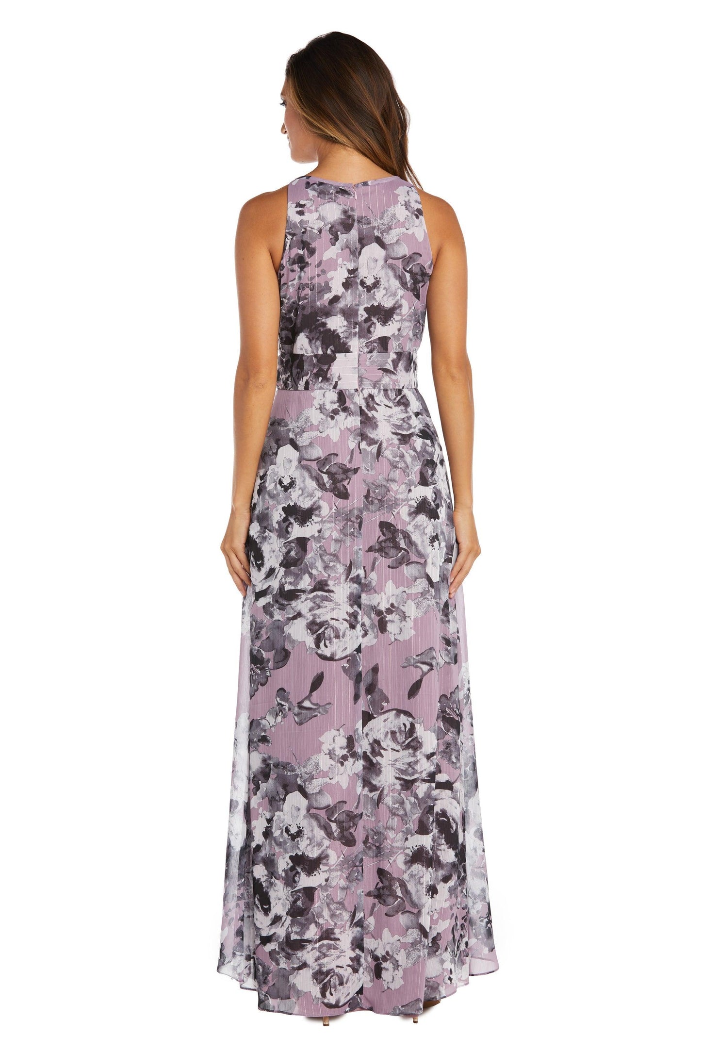 R&M Richards High Low Floral Halter Dress 9392 - The Dress Outlet