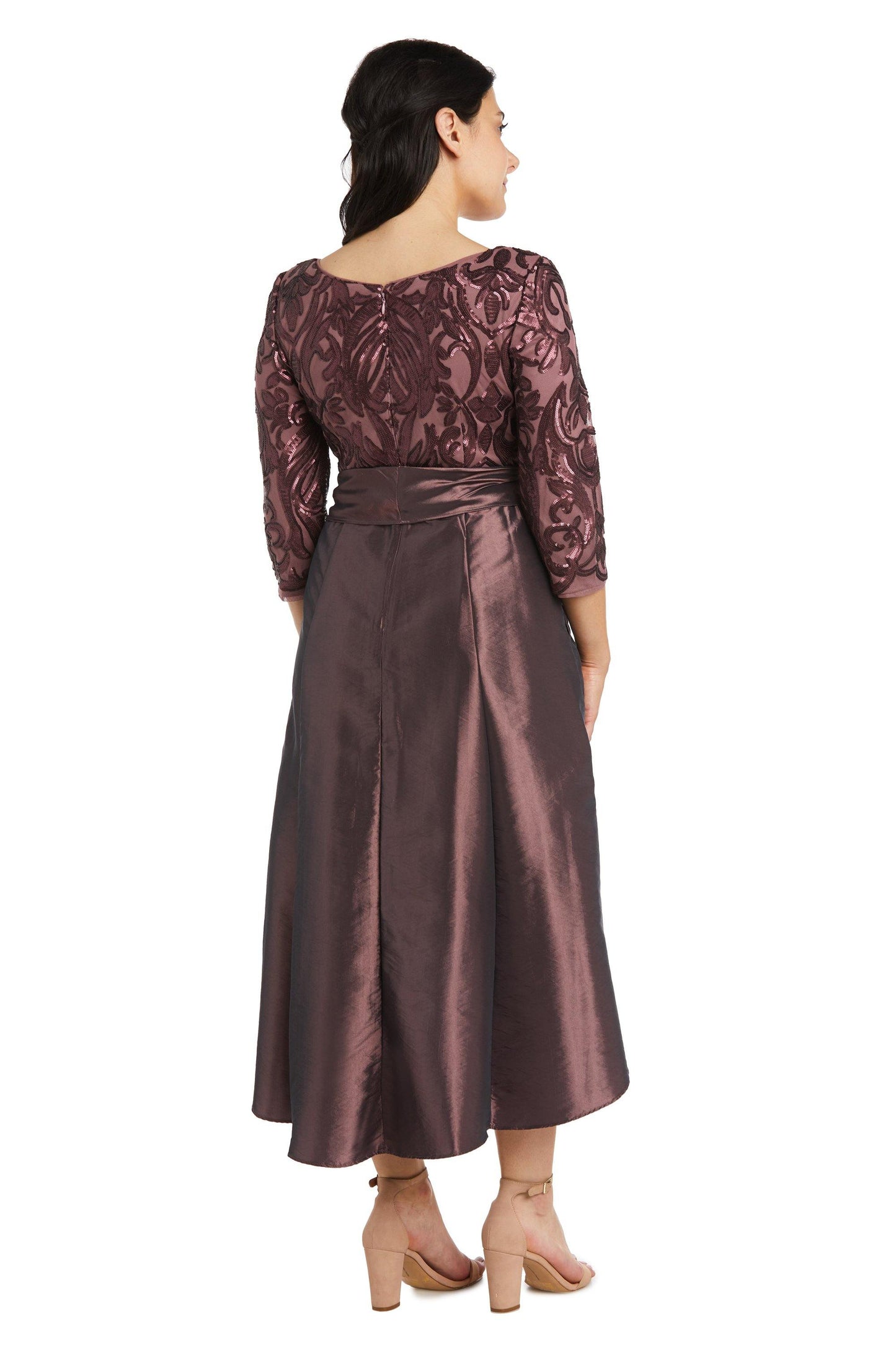 R&M Richards High Low 3/4 Sleeve Petite Dress 7406P - The Dress Outlet