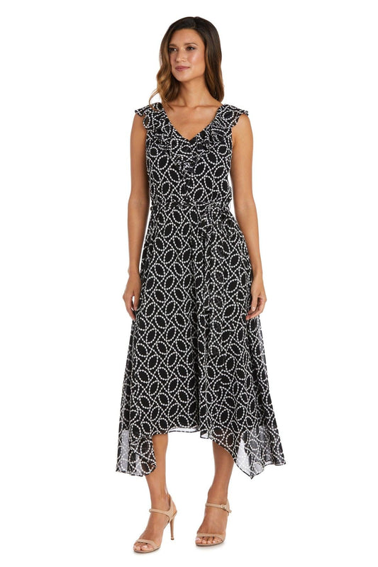 R&M Richards High Low Sleeveless Ruffle Dress 9364 - The Dress Outlet