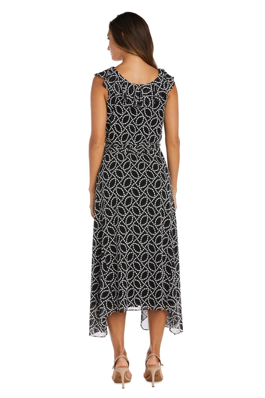 R&M Richards High Low Sleeveless Ruffle Dress 9364 - The Dress Outlet