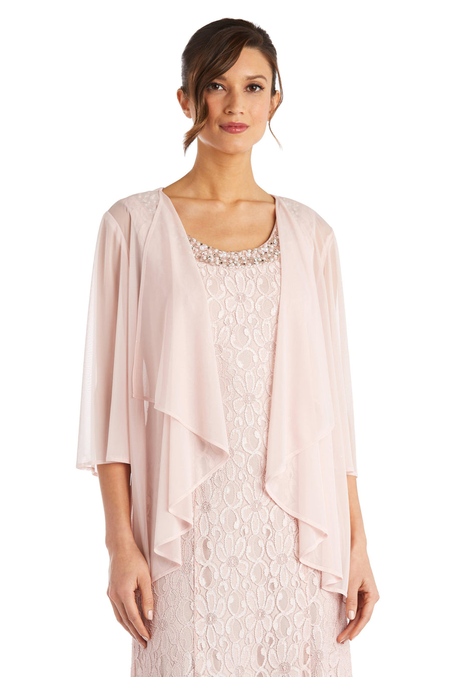 R&M Richards Long Formal Beaded Petite Dress 2382P - The Dress Outlet