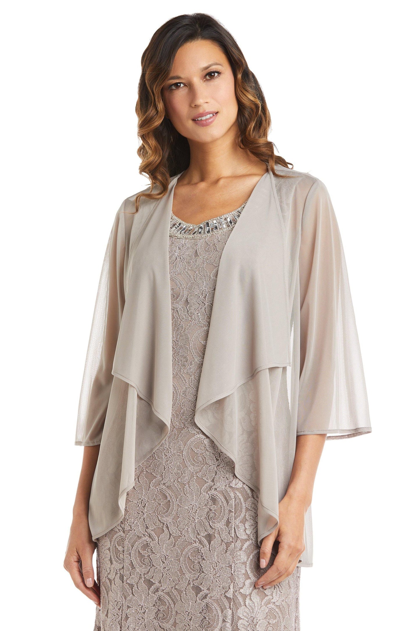 R&M Richards Long Formal Beaded Petite Dress 2552P - The Dress Outlet