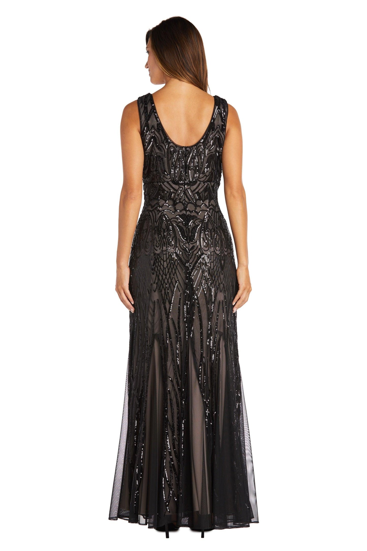 R&M Richards Long Formal Beaded Petite Dress 9009P - The Dress Outlet
