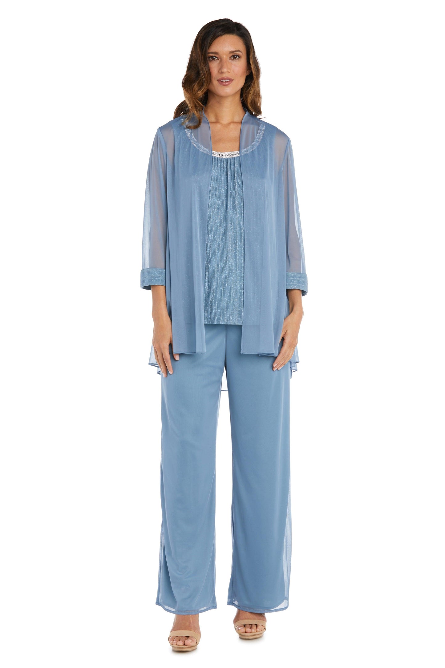 R&M Richards Long Formal Chiffon Pant Suit 2593 - The Dress Outlet