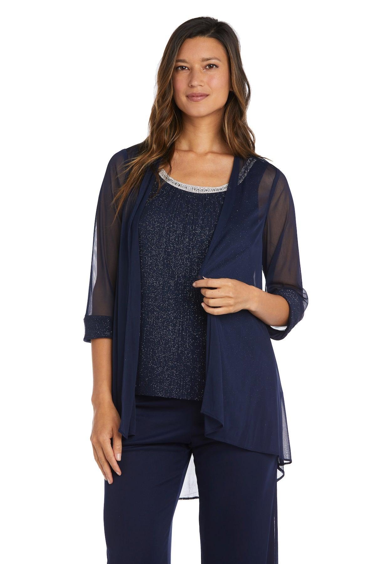 R&M Richards Long Formal Chiffon Pant Suit Sale - The Dress Outlet