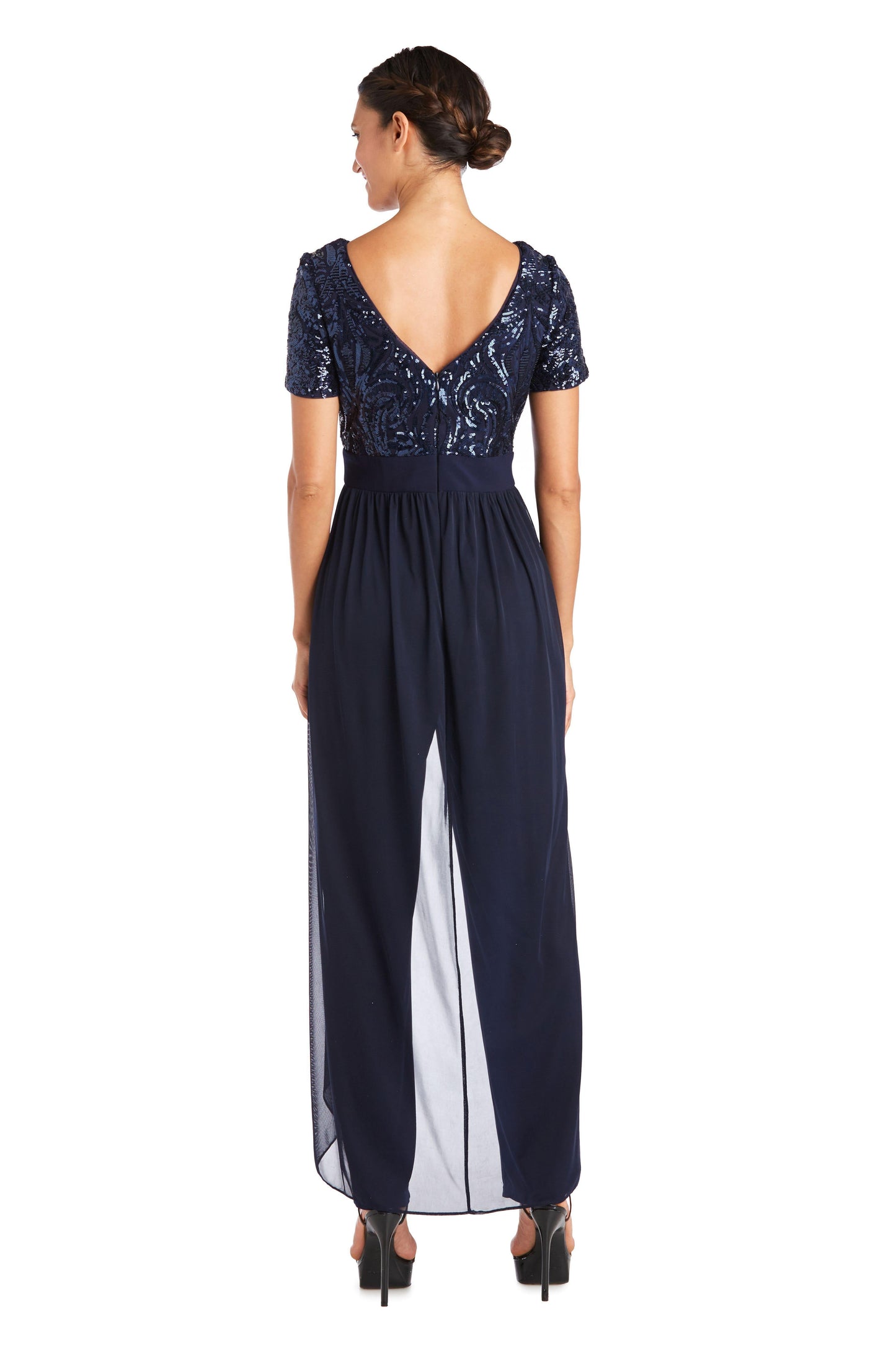 R&M Richards Long Formal High Low Jumpsuit 7632 - The Dress Outlet