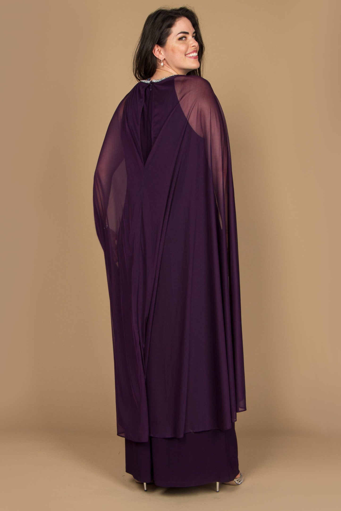 R&M Richards Long Formal Petite Beaded Dress 2487P - The Dress Outlet