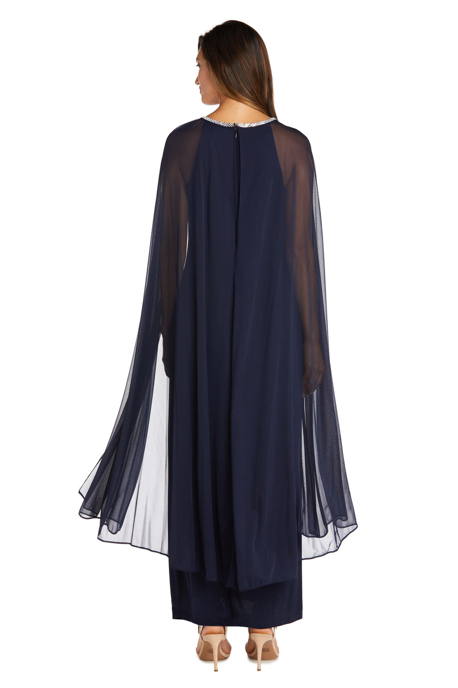 R&M Richards Long Formal Petite Beaded Dress 2487P - The Dress Outlet