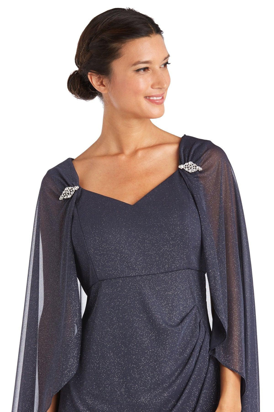 R&M Richards Long Formal Petite Cape Dress 2384P - The Dress Outlet