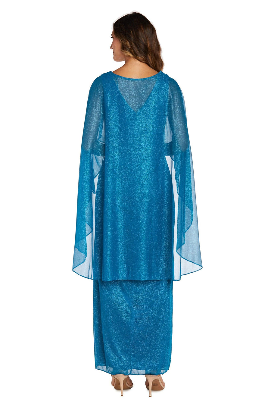 R&M Richards Long Formal Petite Cape Dress 2384P - The Dress Outlet